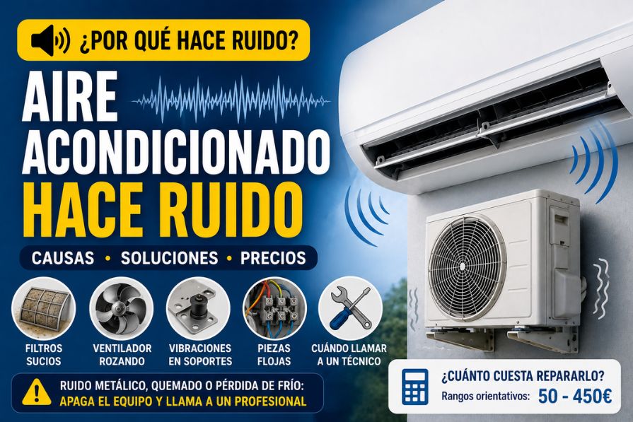 Aire acondicionado hace ruido: causas, soluciones y cuándo llamar a un técnico