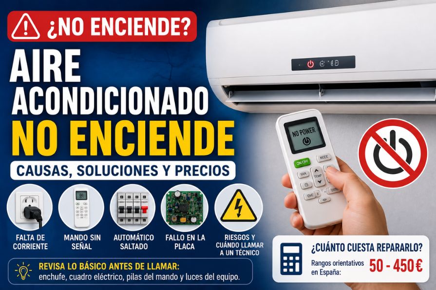 Aire acondicionado no enciende: causas, soluciones y cuándo llamar a un técnico