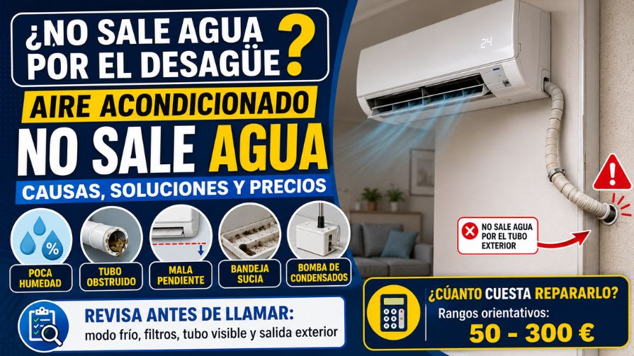 No sale agua por el desagüe del aire acondicionado: causas y soluciones